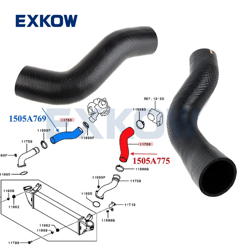 Ống dẫn khí nạp Intercooler cho Mitsubishi Triton L200 KL1T KL2T KL6T Pajero Sport KS1W 4N15 2.4L 20
