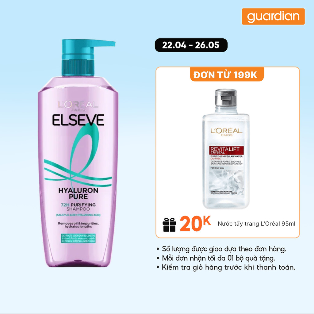 Dầu Gội Loreal Elseve Hyaluron Pure 72H Purifying Shampoo | Guardian Việt Nam