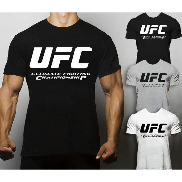 Áo thun nam UFC màu đen cổ điển UFC và in tên đầy đủ cổ tròn thể thao thông thường 5.15