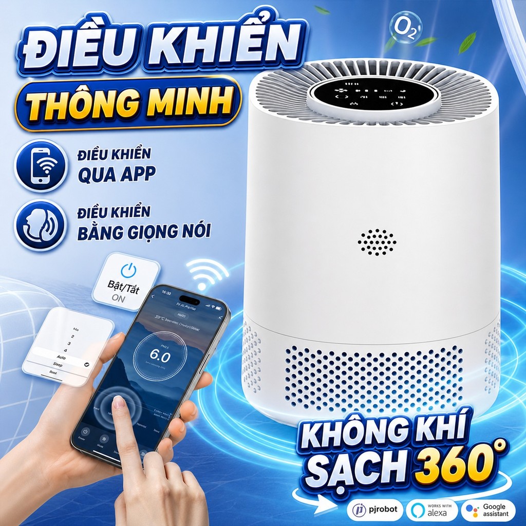 Máy Lọc Không Khí MiHome 25m² | Lọc HEPA PM2.5, Khử Mùi & Bụi Mịn, Kết Nối App MiHome, Chạy Êm
