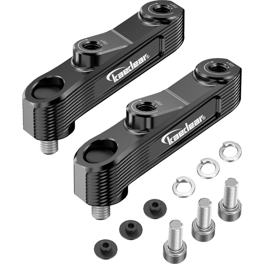Kaedear Motorcycle Mirror Adapter Off-Set Mirror Risers Aluminum Alloy M8/M10 with Standard and Reve