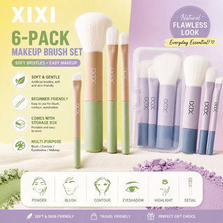 Xixi Bộ Cọ Trang Điểm 6 Món Mini Macaron Dễ Thương, Cọ Mịn, Gọn Nhẹ, Mang Theo Du Lịch XS08