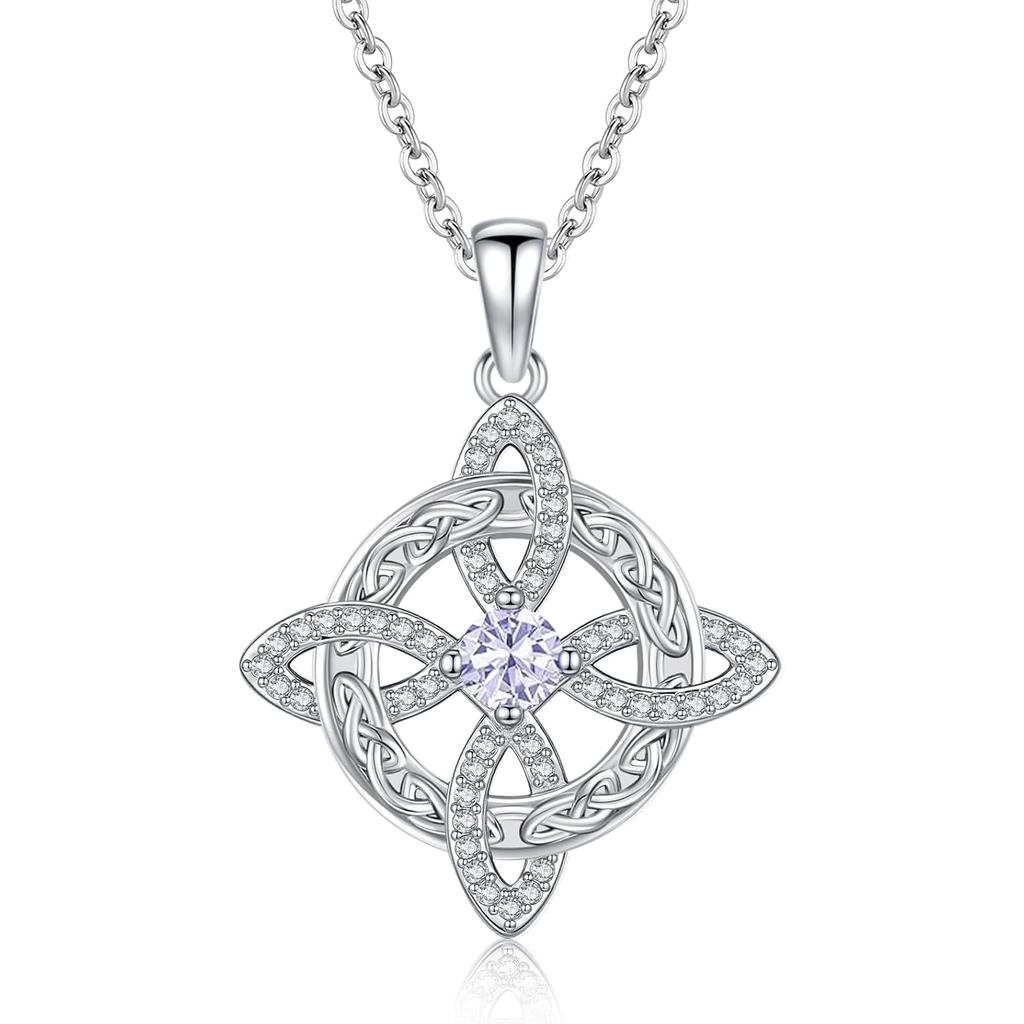 WitchesKnotNecklaceNudoDeBrujaCelticCrossBirthstonePendantPaganMagicWiccanWitchcraftProtectionJewelr