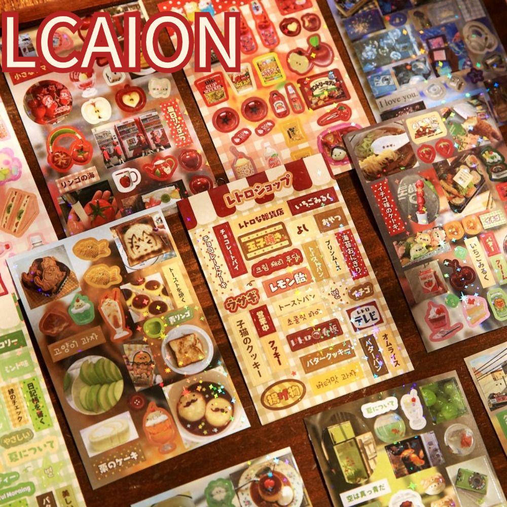 LCAION DIY Sổ tay Nhãn dán trang trí, Sách nhãn dán INS 30 tờ, Giấy nghệ thuật cổ điển hoạt hình Kaw