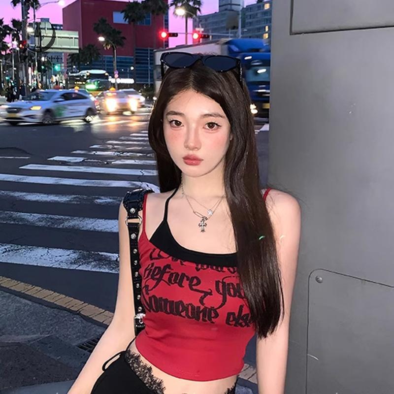Camisole nữ thời trang Y2K in chữ, gợi cảm mỏng nhẹ - FHS