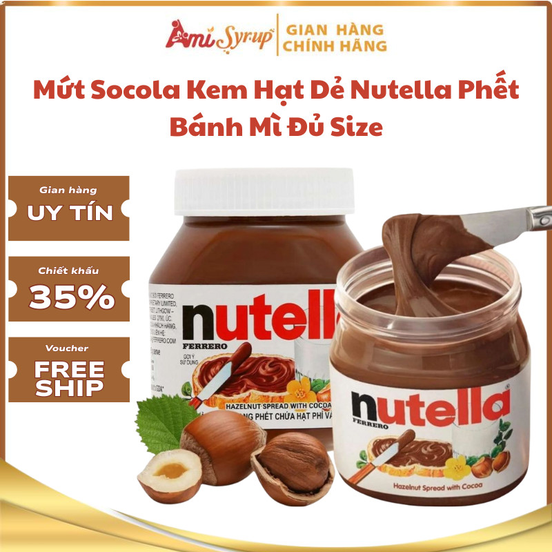 Mứt Socola Kem Hạt Dẻ Nutella Phết Bánh Mì Hộp 680g, Nhân Bánh, Mứt Hạt Dẻ Nhập Khẩu Cao Cấp