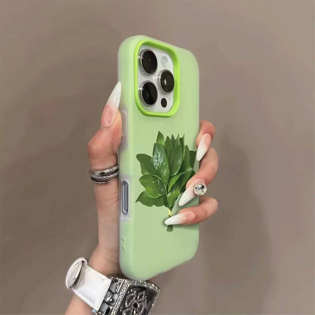 Chúc may mắn Lá bưởi Thích hợp cho Apple 17promax Vỏ điện thoại thạch cảm giác da 14 / 15plus Mờ hai