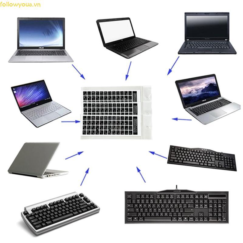 18x6.5cm Japanese White Black Button Letters Keyboard Layout Stickers