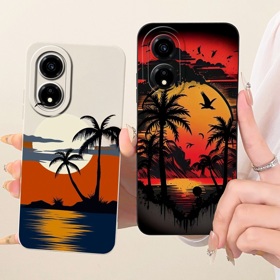 Dành Cho Honor X5 Plus WOD-LX1 / Honor X5 VNA-LX1 Vỏ Bảo Vệ Ống Kính Thời Trang Dusk Tranh Bãi Biển 