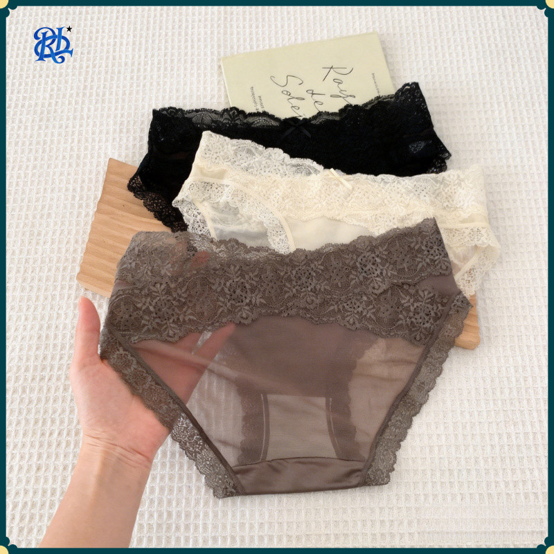 Phụ Nữ Satin Ren Thấp Tầng Quần Đùi Chữ Thập Dây Eo Sheer Lưới 10A Kháng Khuẩn Gusset Dài Hơn Gusset