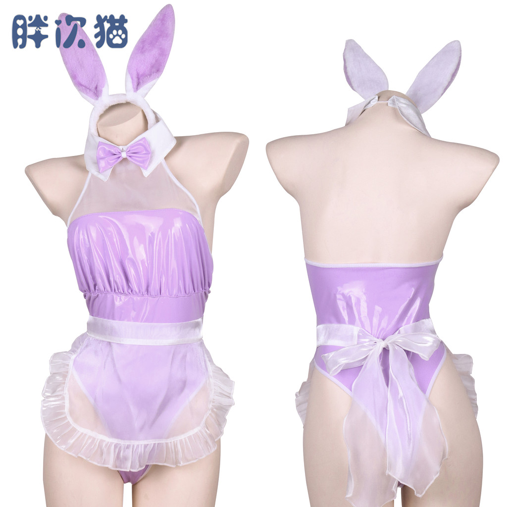 Bộ đồ hầu gái màu tím Bunny Girl, Đồng phục gợi cảm Da sáng chế Ban đầu Bunny Suit cos Da riêng Quần