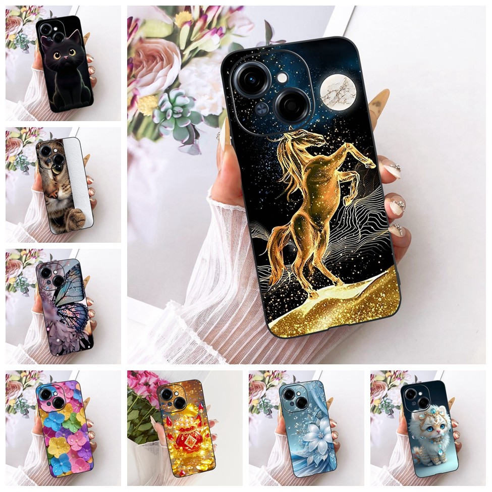 Vỏ Cho Tecno Spark Go 1 Vỏ Thẩm Mỹ Hoạt Hình Dễ Thương Thời Trang Bướm Ngộ nghĩnh Sơn Mặt Sau Cho Te