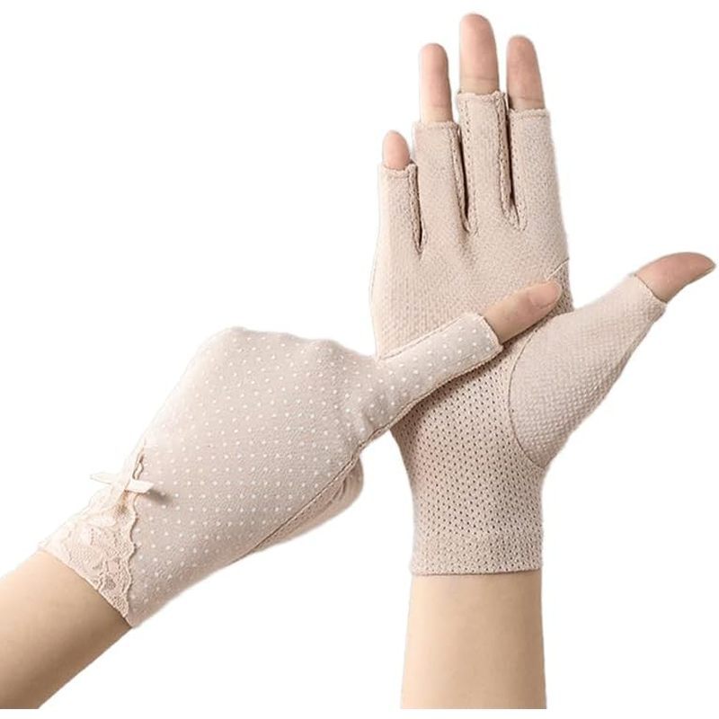 INOGIH Womens Sun Gloves Cotton Full-Finger UV Protection Touchscreen Driving Gloves for Outdoor Spo