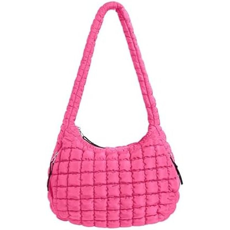 Puffer Quilted Tote Bag for Women Nylon Crossbody Bags Puffy Purse Hobo Large Shoulder Bag Trendy