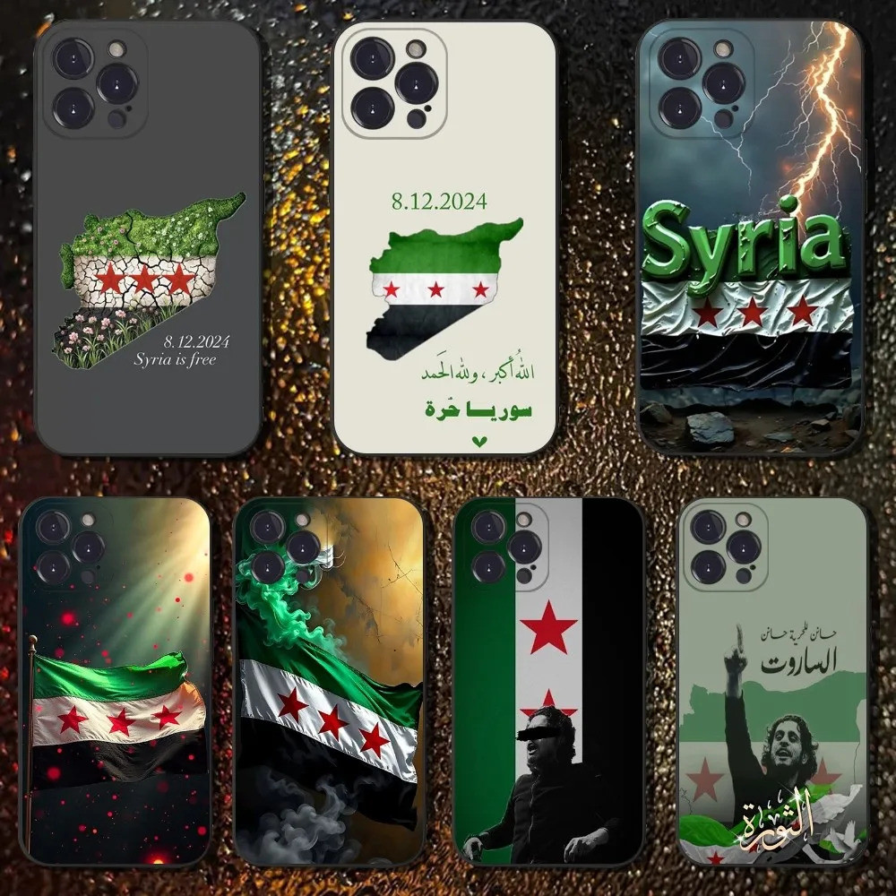 Ốp điện thoại cờ Syria miễn phí TP-1 cho iPhone 16,15,14,13,12,11 Plus, Pro Max, XS, X, XR, SE, Mini