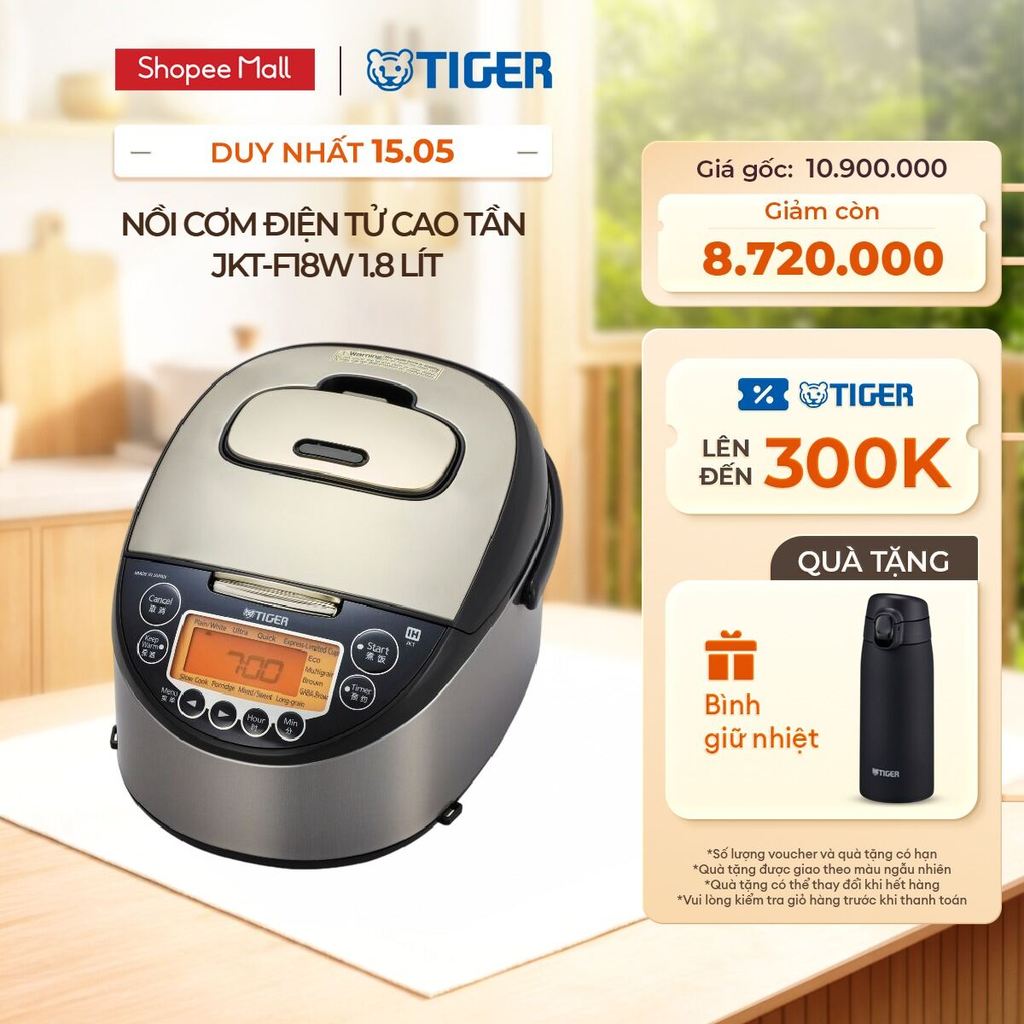 Nồi Cơm Điện Tử Cao Tần Tiger JKT-F18W 1.8 lít - Hàng chính hãng