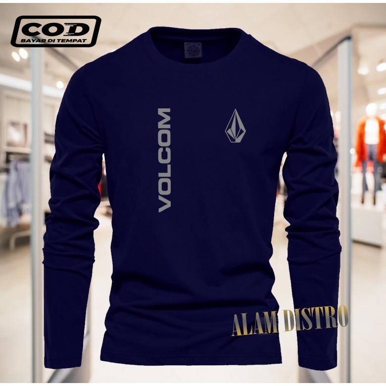 Áo thun Distro Tay Dài Volcom Kirka Văn Bản Bạc Cao Cấp Dài Tay Mát Áo Thun 2025 Viết Áo Thun Văn Bả