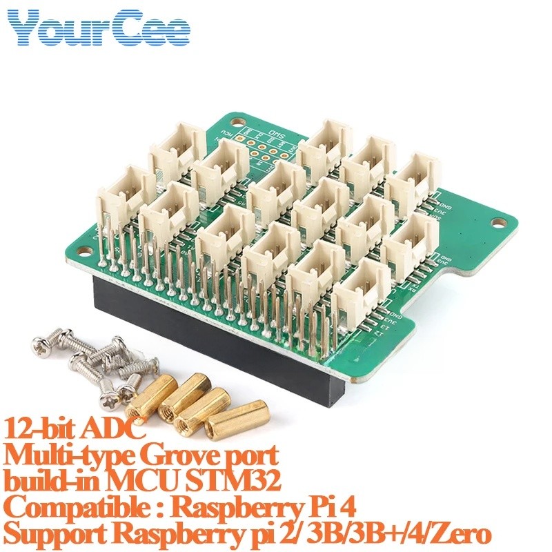 Mô-đun bảng phát triển mở rộng GROVE BASE HAT 3.3V SMT32 cho Raspberry Pi 2B / 3B / 3B + / zero / ze