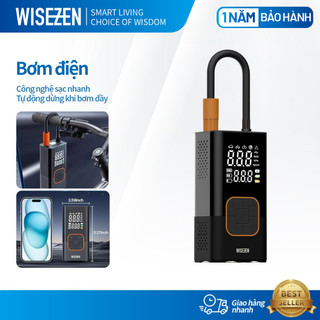  Bơm Lốp ô Tô Wisezen điện Xe Máy đạp Bóng Không Dây Mini Thổi Phồng Nhanh Kiêm Sạc Dự Phòng Điện Thoại 