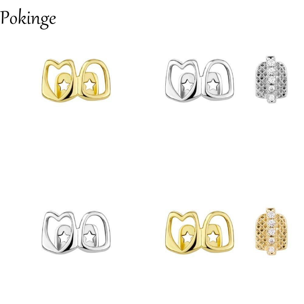 Pokinge Grillz 1/2 Chiếc Lưới Tản Nhiệt Răng Trái Tim, Màu Sắc Thời Trang cho Nam và Nữ
