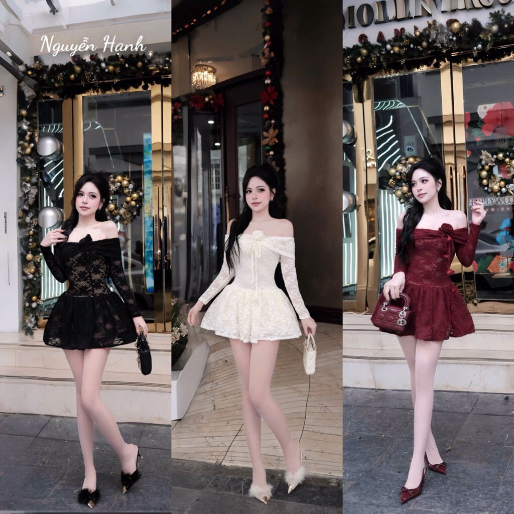 ĐẦM REN TRỄ VAI ĐÍNH HOA XOÈ BYJOLIE