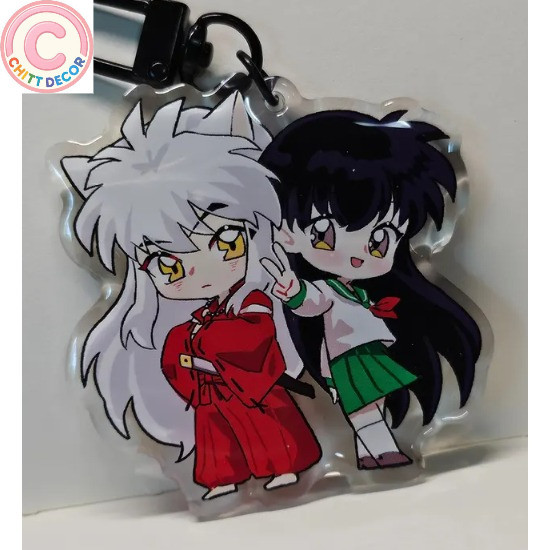 FREE SHIPPING | Inuyasha and Kagome Keychain | Inuyasha | Gel Finish | Keychain - chit
