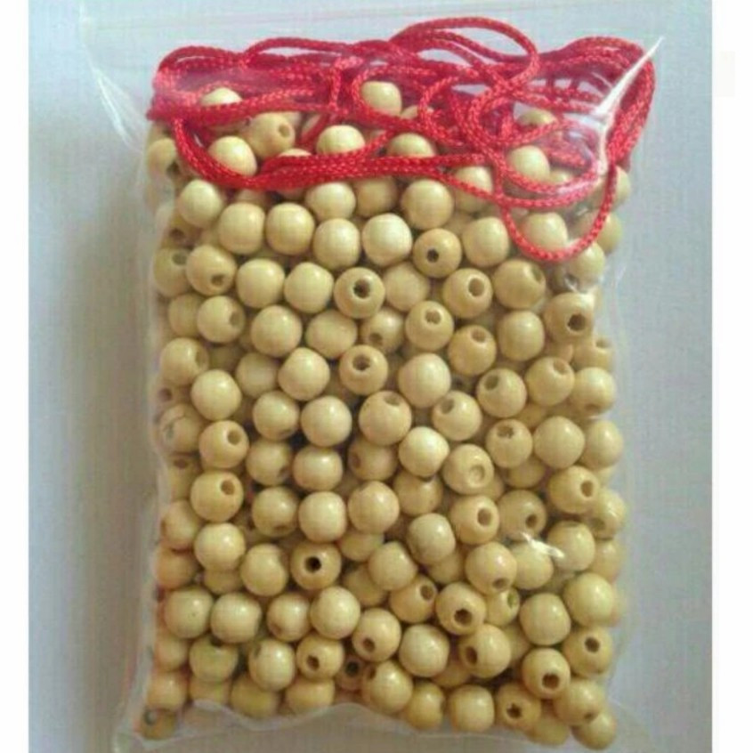 Gói 100hạt dâu tằm 6mm kèm chỉ đỏ làm vòng tay kèm dây dù đỏ xâu hạt