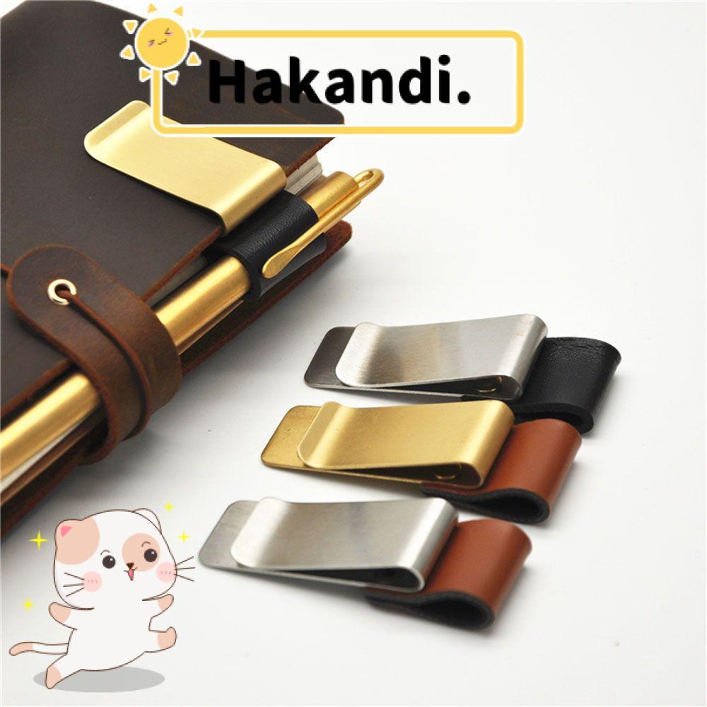 Kẹp thép không gỉ HAKANDI Di động Thư mục bút bằng đồng kim loại tiện lợi