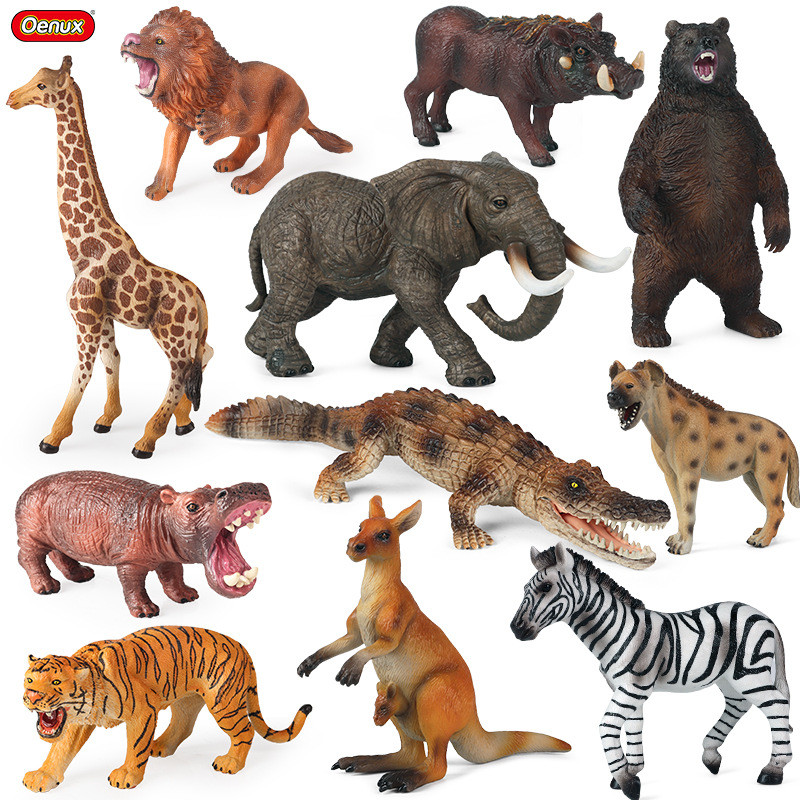 Đồ Chơi Trẻ Em Mô Phỏng Chắc Chắn Mô Hình Động Vật Nhận Thức Sư Tử Hổ Voi Hippo Iguana Gấu Nâu Kanga