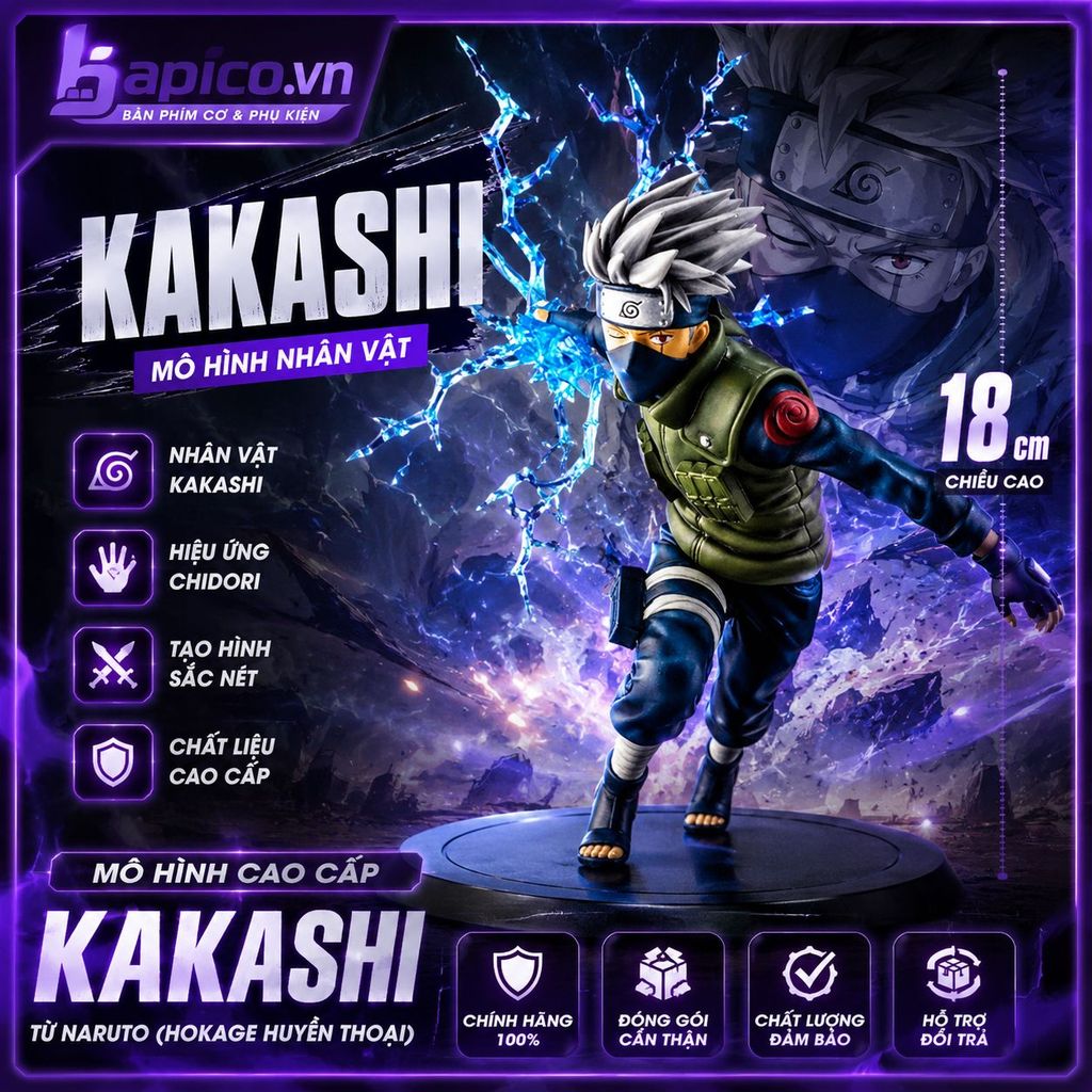 Mô Hình Kakashi Hatake Chidori Naruto Cao 18cm | Figure Kakashi PVC Hiệu Ứng Sấm Sét | Mô Hình Anime