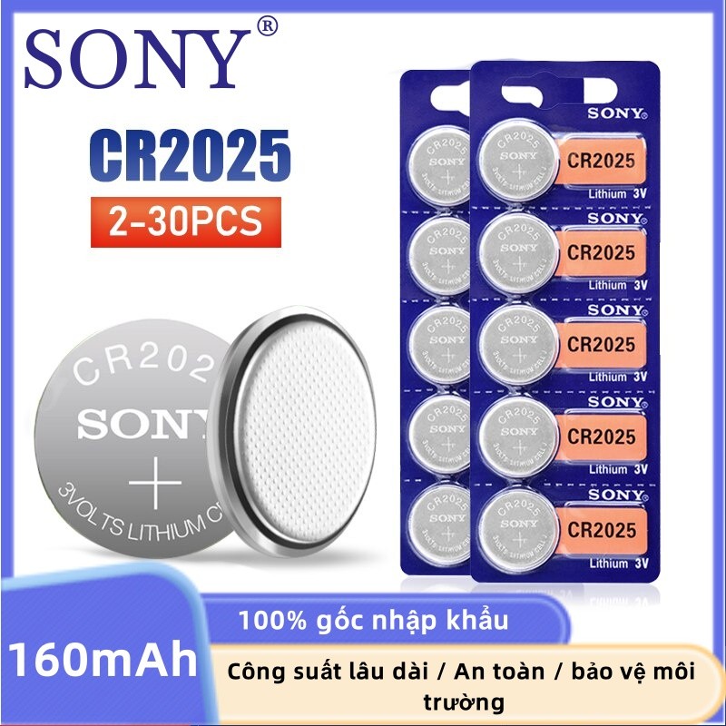 Sony CR2025 2025 3V Pin Lithium Nút Đồng Xu Cho Chìa Khóa Ô Tô Điều Khiển Từ Xa Đồng Hồ Đồ Chơi Cân 