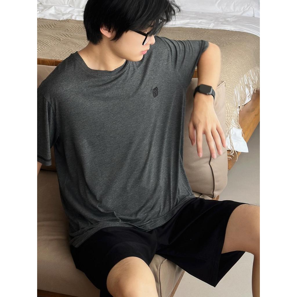 2026新款2026睡衣男莫代尔薄款短袖可外穿冰丝家居服2026 Pajamas Men's Modal Thin Short Sleeve20260515