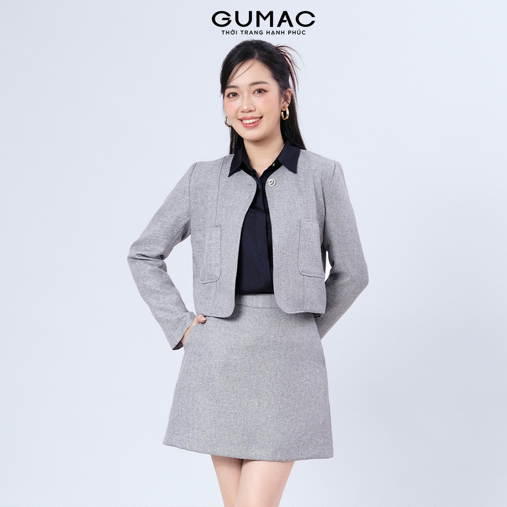 Set lẻ Áo khoác dạ dáng lửng tay dài LOWF1205 - Chân váy ngắn dáng A kèm lót quần có túi thời trang 