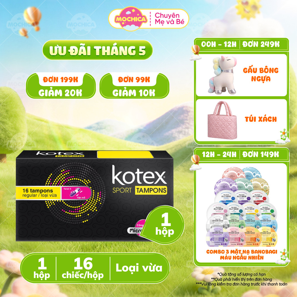Băng vệ sinh Kotex Sport Tampon Regular 16 miếng loại vừa - Mochishop _Mochica