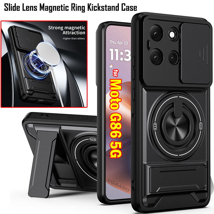 Ống Kính Trượt Funda Cho Motorola Moto G86 5G Ốp Lưng Xoay Từ Tính Vòng Dành Cho Motorola G86 Ốp Lưn