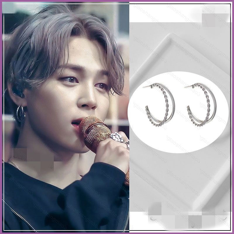 YT3 Kpop BTS BT21 JIMIN Cùng Phong Cách Mặt Trăng Bông Tai Nữ Phụ Kiện Quà Tặng Cho Nam Unisex Trang