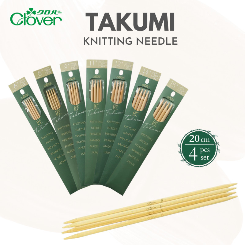 CLOVER TAKUMI Short Knitting Needles 20cm Various Sizes, Japan Craft, DIY, Sewing, Knitting, Handicr