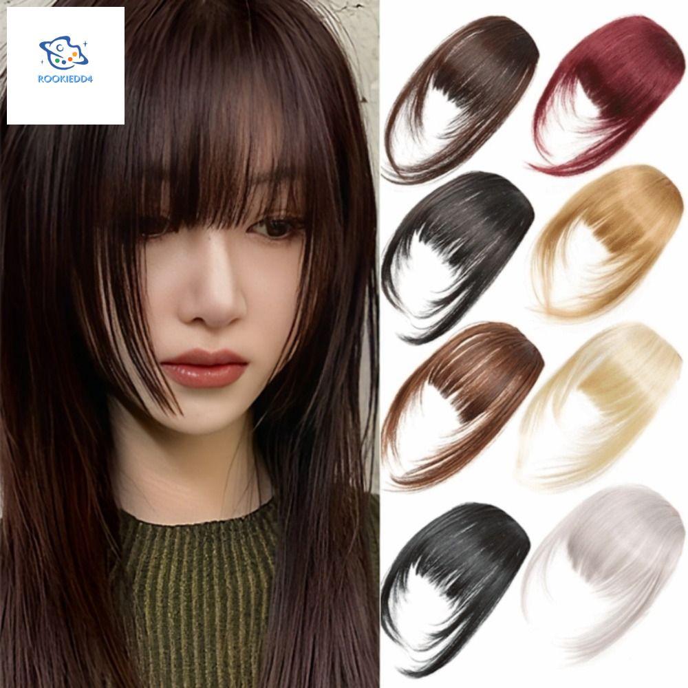 ROOKIEDD4 Cut Wispy Fringe với Sideburns, Fringe Giả Nhìn Tự Nhiên Tổng Hợp Tóc Kẹp-In Bangs, Fasion