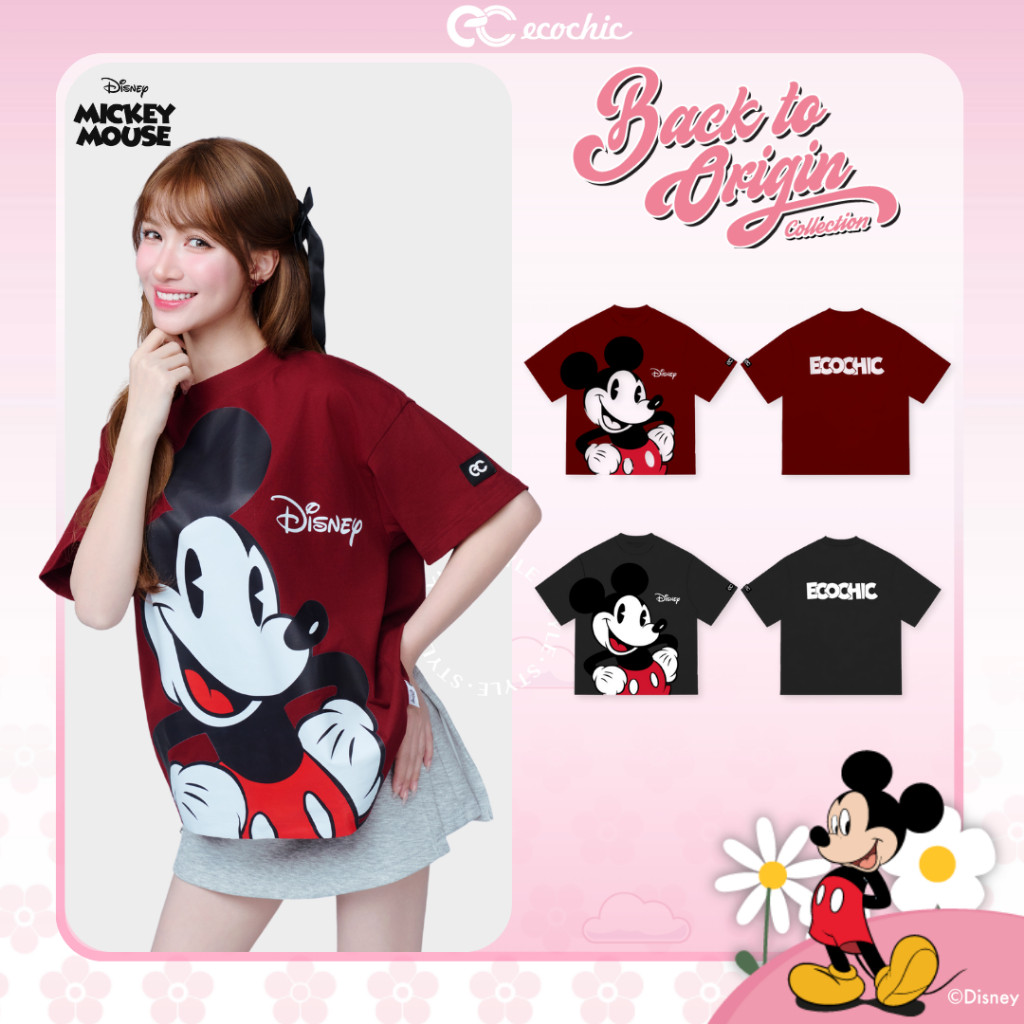 Áo Thun Boxy ECOCHIC GO GO MICKEY Chính Hãng Bản Quyền Disney MICKEY COLLECTION TS011