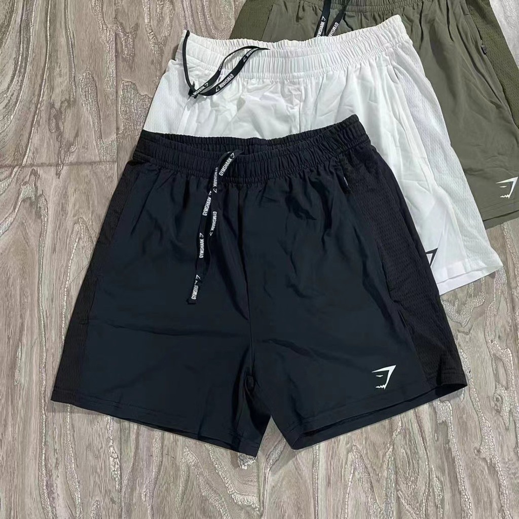 Gymshark Nhanh Khô Dây Kéo Quần Short Khâu Thiết Kế Thoáng Khí Thể Thao Tập Thể Dục Nam Chạy Bộ