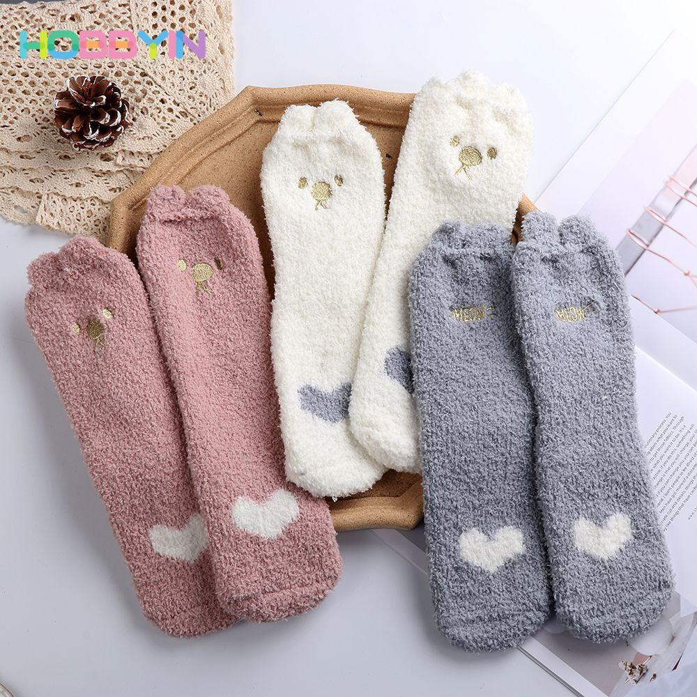 Tất Cotton Hobb Yin Hoạt Hình Mèo, Mềm Mại Phù Hợp Mùa Đông