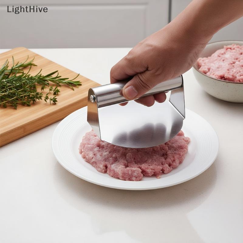 [LightHive] Thép không gỉ Smash Burger Press Hamburger Patties Meat Masher Khuôn ép thịt tròn cho cá