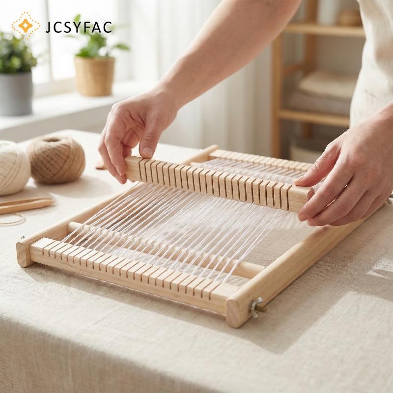 JCSYFAC DIY Tấm Thảm Dệt Gỗ Bộ Máy Dệt Người Mới Bắt Đầu Huddle Thanh Khung Có Thể Điều Chỉnh Trẻ Em