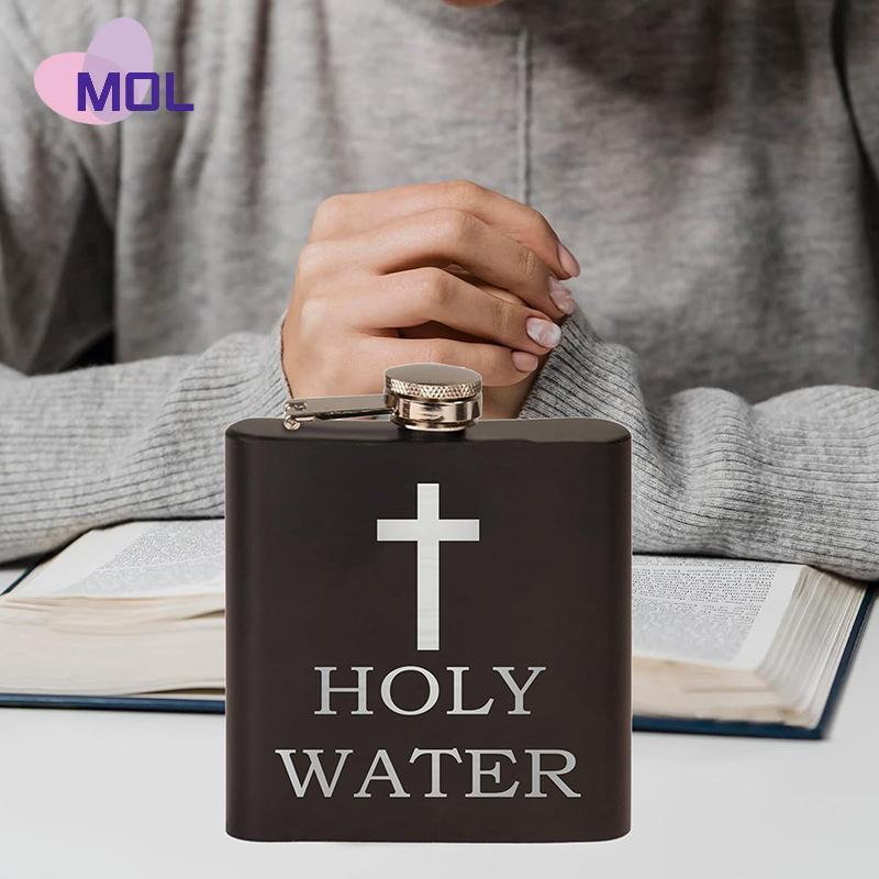 [MOL] 168ml mô hình chữ thập nước thánh chai đen Hip Flask thép không gỉ Hip Flask hip Whisky Hip Fl