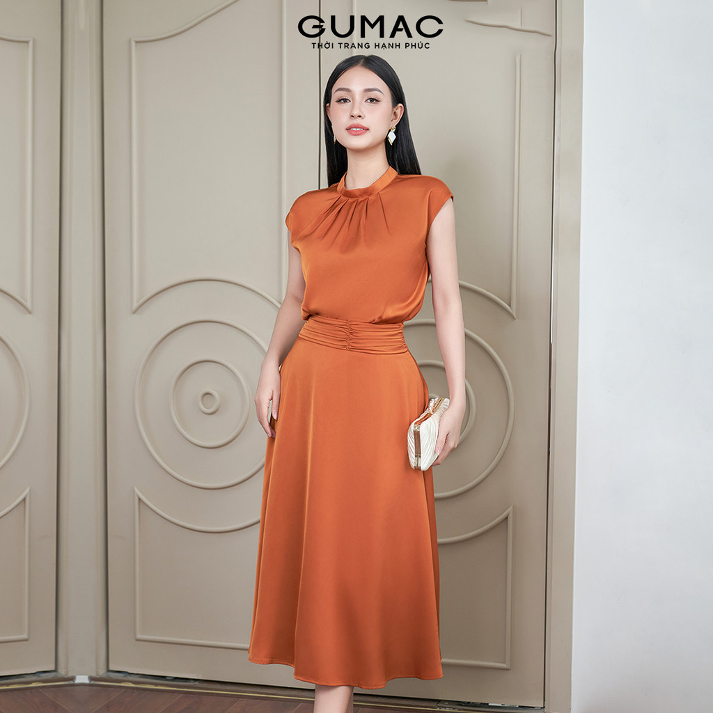 Set lẻ Áo sơ mi nữ kiểu tay liền thời trang GUMAC AE04010 - Chân váy nữ nhún eo thời trang GUMAC VE0