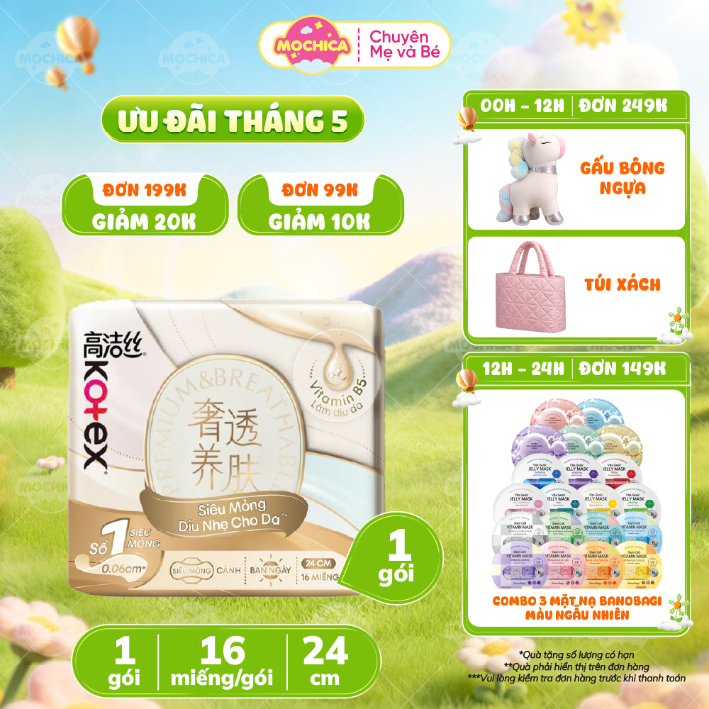 Băng Vệ Sinh Kotex Cicada Siêu Mỏng Cánh 24cm 16 miếng_Mochica
