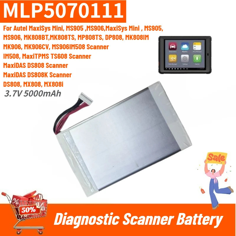 MLP5070111 Pin Chất Lượng Cao 3.7V 5000mAh Cho Autel MaxiSys Mini DS808 MK808IM MK906 MS905 MS906 MY
