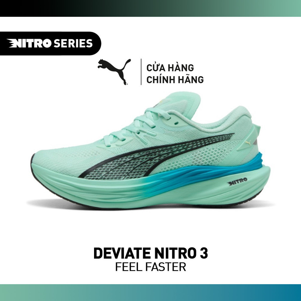 Giày Chạy Bộ PUMA Nam Deviate NITRO 3 Mint Melt-Speed Blue Màu Xanh Lá