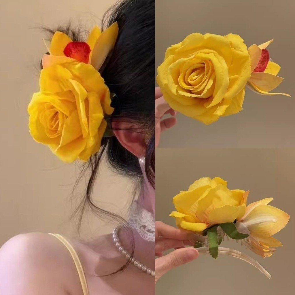 Đảo Plantain ~ Tính Khí Mùa Xuân Hoa Vàng Mỏ Vịt Kẹp Nữ Phong Cách Kỳ Nghỉ Kẹp Tóc Mũ Đội Đầu Cao Cấ