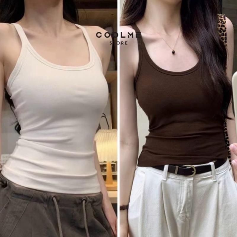 A08g Áo ba lỗ Hai Dây Mảnh Dáng Dài Nữ Trơn, Áo 2 dây ba lỗ dây Nhỏ Ôm Body thời trang